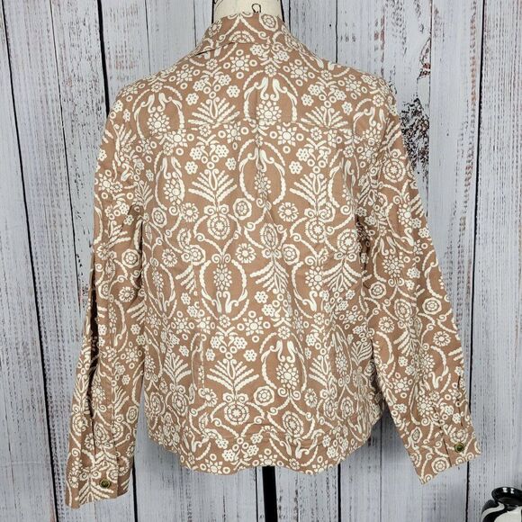 Liz Claiborne Brown & Tan Size 16 Boho Chic Patterned Shacket Jacket Blazer - Picture 6 of 9